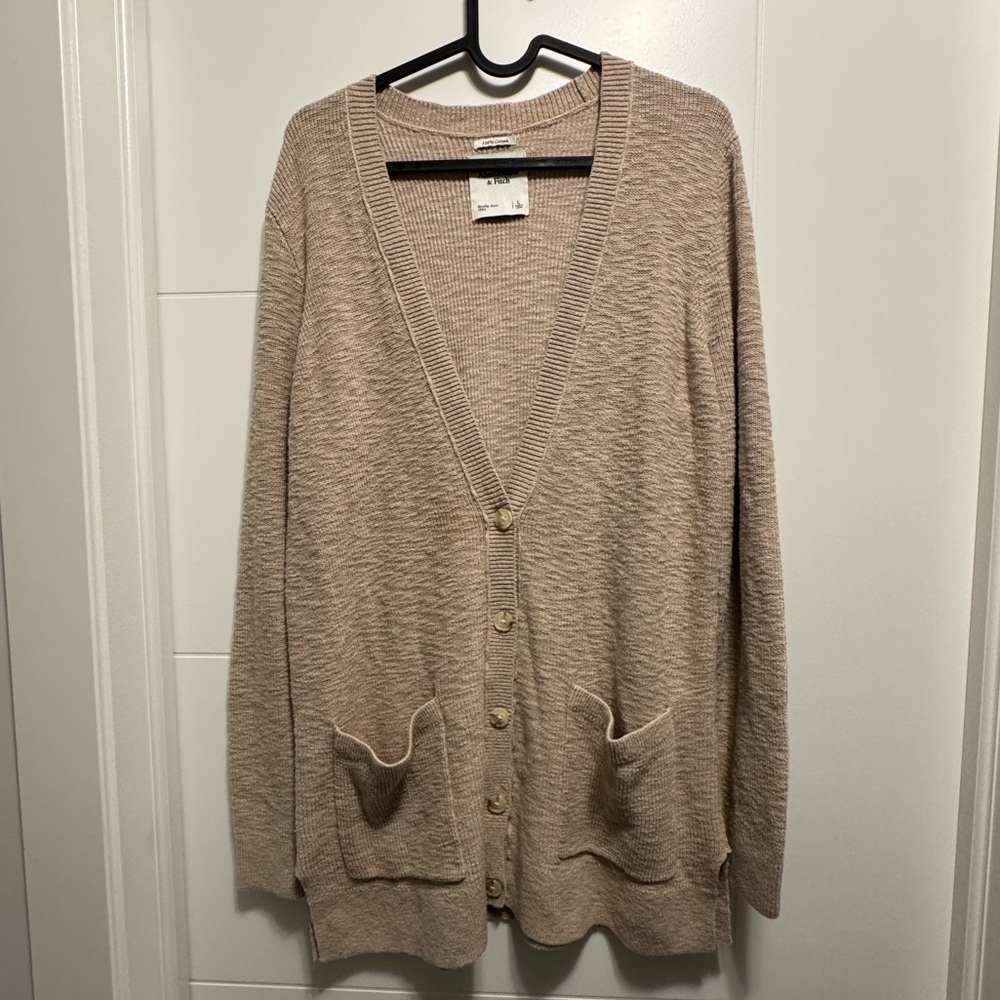 Abercrombie & Fitch Tan Knit Button Cardigan